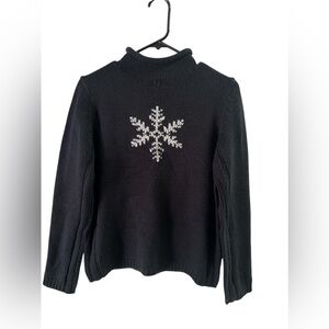 Black snowflake winter long sleeve black sweater